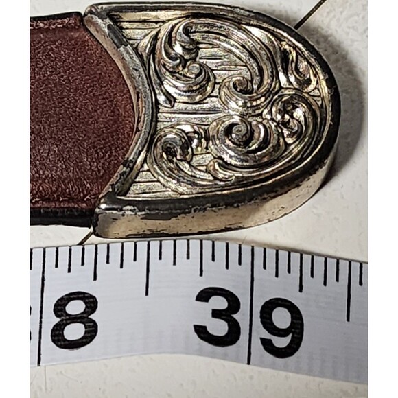 Donna Katz Vintage Leather Embellished Belt Brown Length 39" Western - Picture 3 of 7